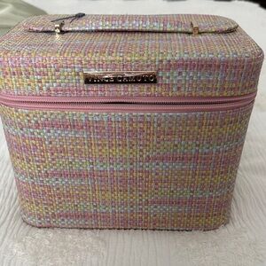 Vince Camuto Pastel Multicolor Tweed Travel Cosmetic Case